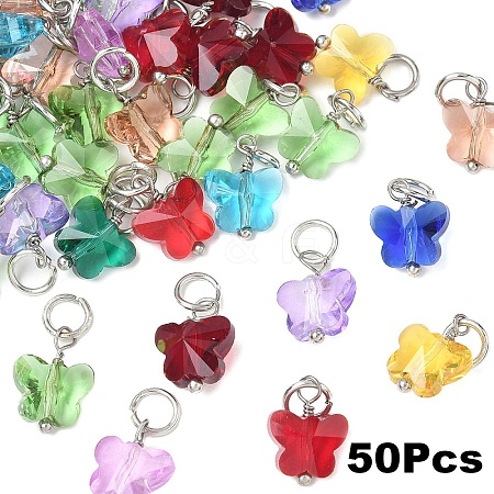 Faceted Transparent Glass Charms GLAA-YW0004-24B-1