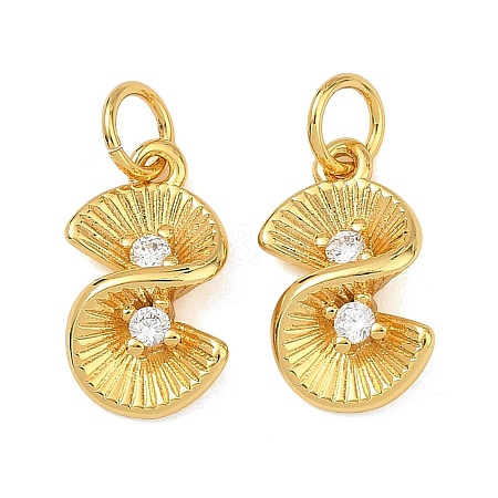 Brass Micro Pave Clear Cubic Zirconia Charms KK-F941-24G-1