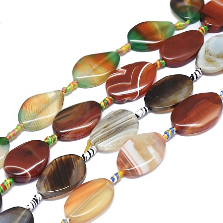 Natural Banded Agate/Striped Agate Beads Strands G-L544-009-1