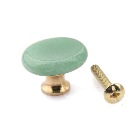 Flat Round Natural Green Aventurine Drawer Knobs PW-WG94208-07-1