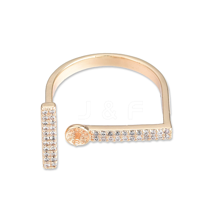 Brass Pave Clear Cubic Zirconia Finger Ring Settings KK-N232-484-1