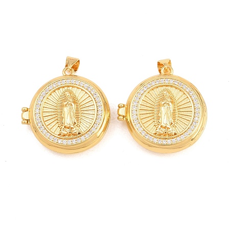 Religion Brass Locket Pendants KK-D232-19G-03-1