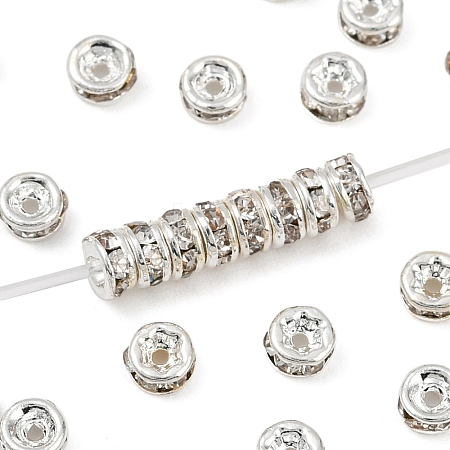 Rack Plating Rondelle Brass Grade A Crystal Rhinestone Spacer Beads X-RB-D300-S-1