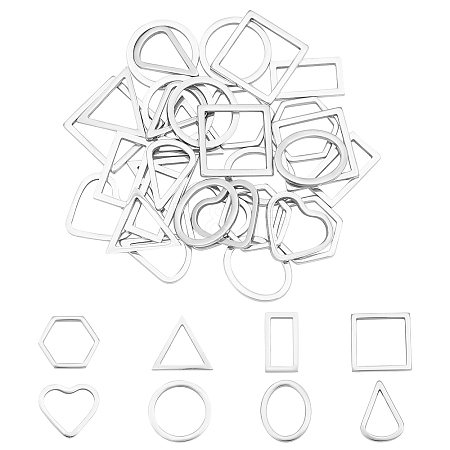 32Pcs 8 Style 304 Stainless Steel Linking Rings STAS-UN0020-52P-1