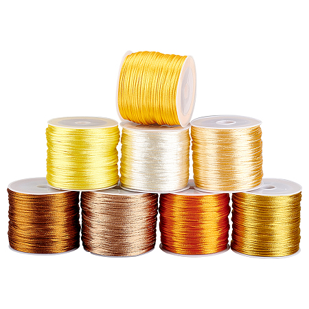 8 rolls 8 colors Nylon Satin Rattail Cords NWIR-PH0002-08B-1