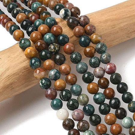 Natural Ocean Jasper Beads Strands G-F668-26-6mm-1
