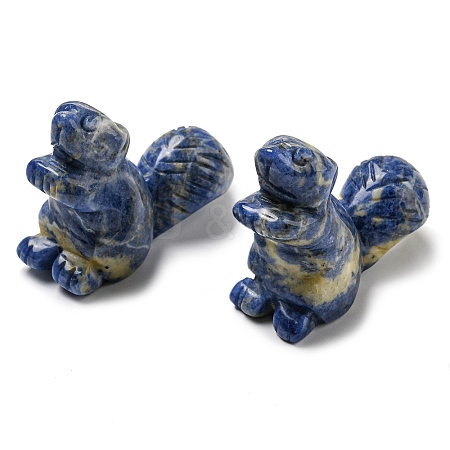 Natural Sodalite Carved Healing Squirrel Figurines DJEW-D012-01C-1