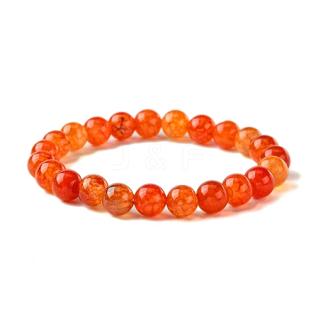 8mm Round Natural Dragon Veins Agate Beaded Stretch Bracelets for Women BJEW-TA00532-1