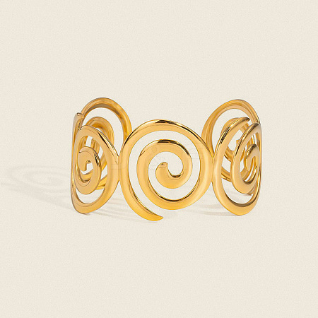 304 Stainless Steel Spiral Open Cuff Bangles for Women EA0743-1-1