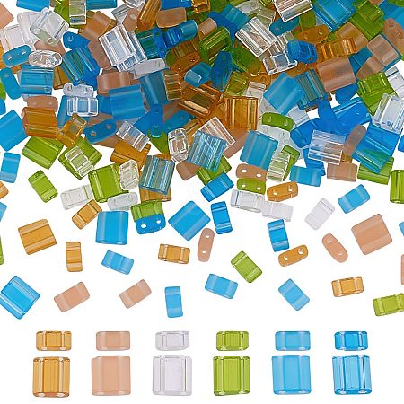 300Pcs 12 Style 2-Hole Glass Seed Beads SEED-AR0001-32-1