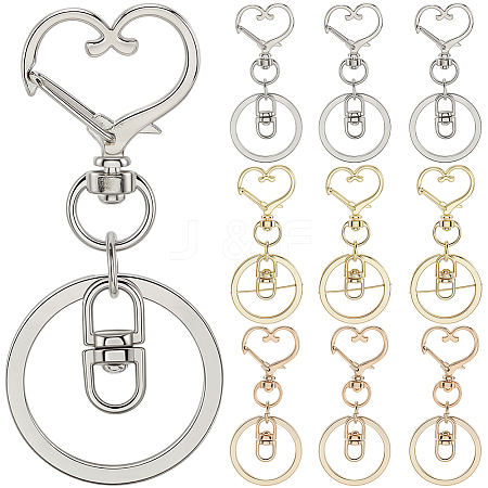 18Pcs 3 Style Alloy Keychain Clasps KEYC-SP0001-49B-1