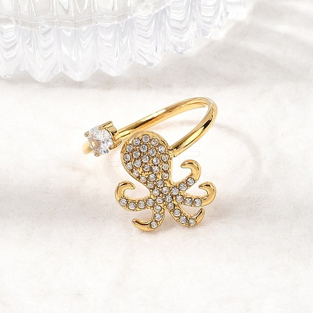 304 Stainless Steel Micro Pave Cubic Zirconia Cuff Open Rings RJEW-Z130-01G-02-1