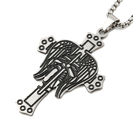 201 Stainless Steel Pendant Necklaces LS-NJEW-H030-03P-1