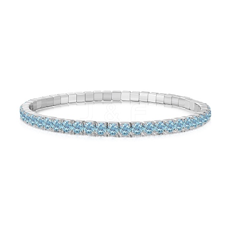 925 Sterling Silver Micro Pave Cubic Zirconia Stretch Bracelets for Women STER-D307-01P-06-1