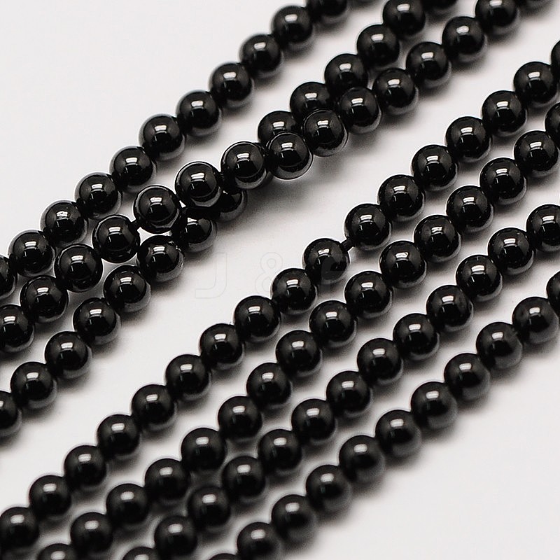 Wholesale Natural Black Spinel Round Bead Strands - Jewelryandfindings.com