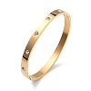 Ion Plating(IP) Clear Cubic Zirconia Classic Simple Plain Open Clasp Bangle BJEW-B055-02G-01-2
