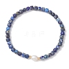 Natural Lapis Lazuli Cube Beads Stretch Bracelets for Women BJEW-JB13179-03-2