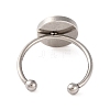 Non-Tarnish 304 Stainless Steel Open Cuff Ring Components X-STAS-S134-01P-04-3
