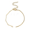 Brass Bar Link Chain & 304 Stainless Steel Cable Chain Bracelet Making AJEW-JB01421-01-1