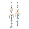 Moon & Sun & Star Brass Asymmetrical Earrings EJEW-JE05461-05-1