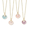 Alloy Enamel & ABS Plastic Imitation Pearl Shell Shape Pendant Necklaces NJEW-JN05173-2