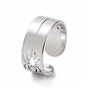 Non-Tarnish 304 Stainless Steel Hollow Out Spider Open Cuff Ring for Women RJEW-C053-03P-1