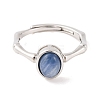 Oval Natural Kyanite Adjustable Rings RJEW-Q817-04P-06-2