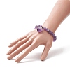 Round Natural Amethyst Beaded Stretch Bracelet with Nuggets Charms for Women BJEW-JB09316-01-3
