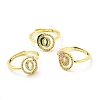 Mixed Color Enamel Initial Letter Adjustable Ring with Clear Cubic Zirconia RJEW-P045-01G-O-1