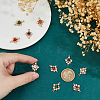 10Pcs 5 Colors Brass Pave Clear Cubic Zirconia & Glass Hollow Rhombus Connector Charms KK-HS0015-56-3