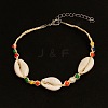 Bohemian Style Mixed Color Seed Bead & Cowrie Shell Anklet for Women AT7998-1