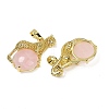 Natural Rose Quartz Ball with Leopard Shape Brass Pendants KK-F887-04G-25-2