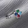 Brass Micro Pave Cubic Zirconia Rotating Cuff Rings for Women RJEW-M099-01P-1