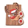 Christmas Theme Wood Printed Brooches for Women JEWB-Z029-01D-1