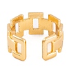 PVD Vacuum Plating 304 Stainless Steel Rectangle Link Chain Open Cuff Rings for Women RJEW-G316-14G-3