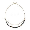 6mm Round Natural Indian Agate Beaded Lariat Necklaces NJEW-JN04964-4