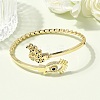 Eye Theme Brass Micro Pave Cubic Zirconia Cuff Bangles for Women BJEW-F526-01A-G-2