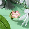 Flower 304 Stainless Steel Enamel Cuff Rings for Women RJEW-Z079-01G-3