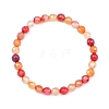 Natural Banded Agate Round Beaded Stretch Bracelets for Women BJEW-JB14071-3