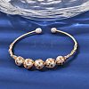 Brass Wire Wrapped Natural  Pearl Cuff Bangles for Women BJEW-D453-06G-2