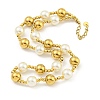 304 Stainless Steel & 201 Stainless Steel & Plastic Pearl Round Beaded Necklaces for Women NJEW-G144-01A-G-1