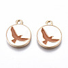 Light Gold Plated Alloy Enamel Pendants ENAM-T009-78A-RS-1