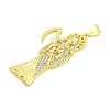 Rack Plating Brass Micro Pave Clear Cubic Zirconia Pendants KK-B091-30G-07-2