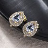 Teardrop Brass Micro Pave Clear Cubic Zirconia Stud Earrings EJEW-Z087-02G-3