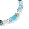 3Pcs 3 Colors Faceted Round Electroplate Glass Beads Stretch Bracelets for Women BJEW-JB11628-6