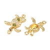 Brass Micro Pave Clear Cubic Zirconia Turtle Connector Charms KK-B161-05G-2