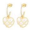 Valentine's Day Heart Brass Micro Pave Clear Cubic Zirconia Dangle Stud Earrings EJEW-Z164-04G-4