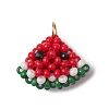 Glass Seed Beaded Watermelon Pendants PALLOY-CJ00138-1