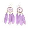 Feather Woven Net Chandelier Earrings EJEW-H090-01C-2