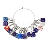 16Pcs Square Handmade Millefiori Glass Pendant Locking Stitch Markers HJEW-AB00654-1